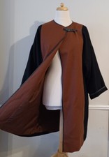 Boho Hippie Black & Brown Colour Block New Wool Cape Coat Longline Relaxed Sz S