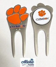 Clemson Tigers GOLF DIVOT REPAIR TOOL w/ Ballmark Unique Shape white