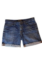 SEVEN7 Womens Jean Shorts Blue Dark Wash Denim Raw Hem Bermuda Sz 30
