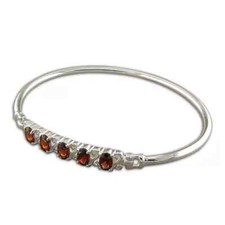 Oval Garnet Bangle Sterling Silver 925 Hallmarked British Made Brand New
