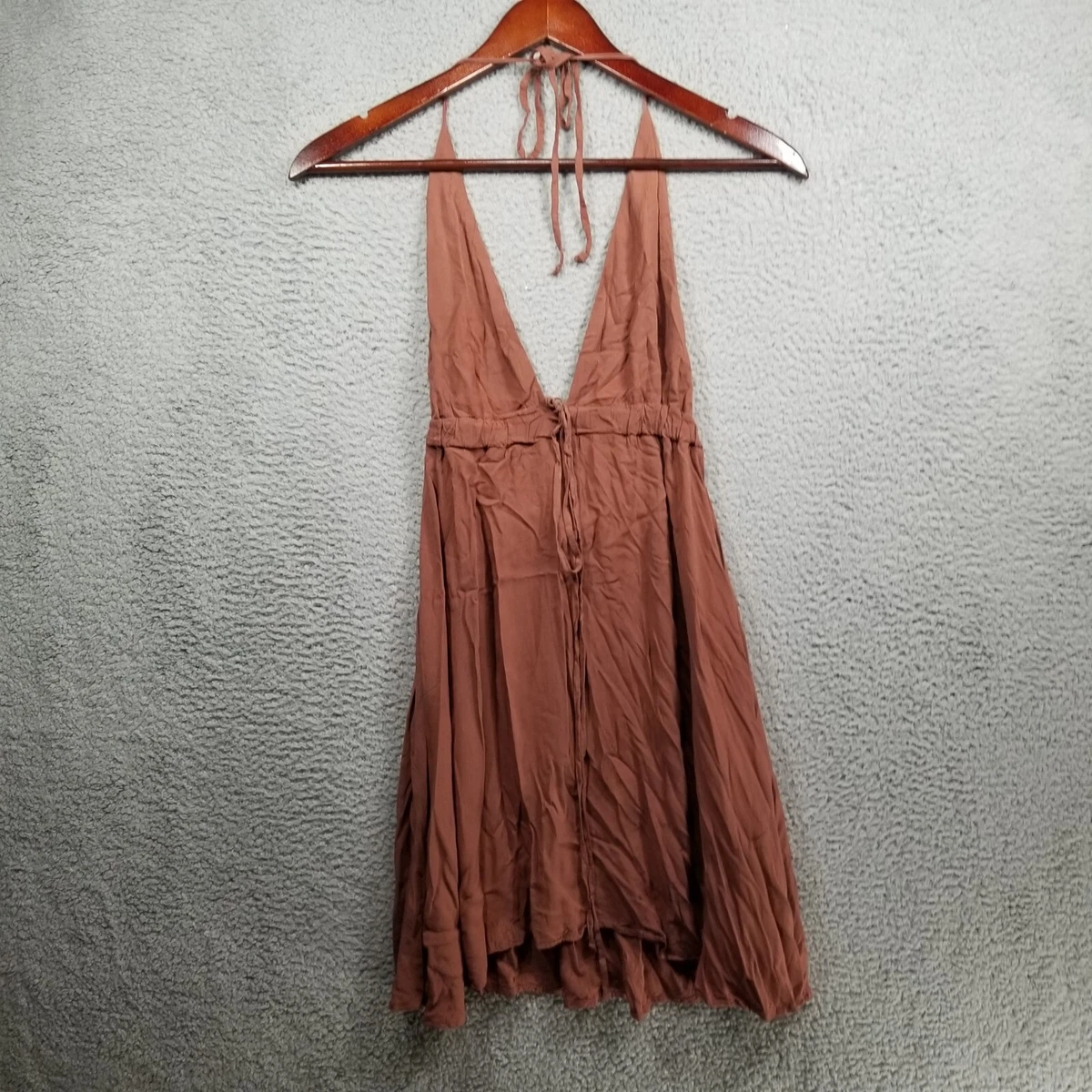 Brandy Melville Woman Small Brown Top Kathy Halter Neck Orange Dainty Mini  Italy