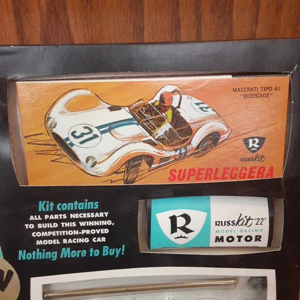NOS 1960s AMERICAN RUSSKIT Co. 1/32 SUPERLEGGERA Slot Car MASERATI TIPO 61 Bird - Imagem 4 de 4