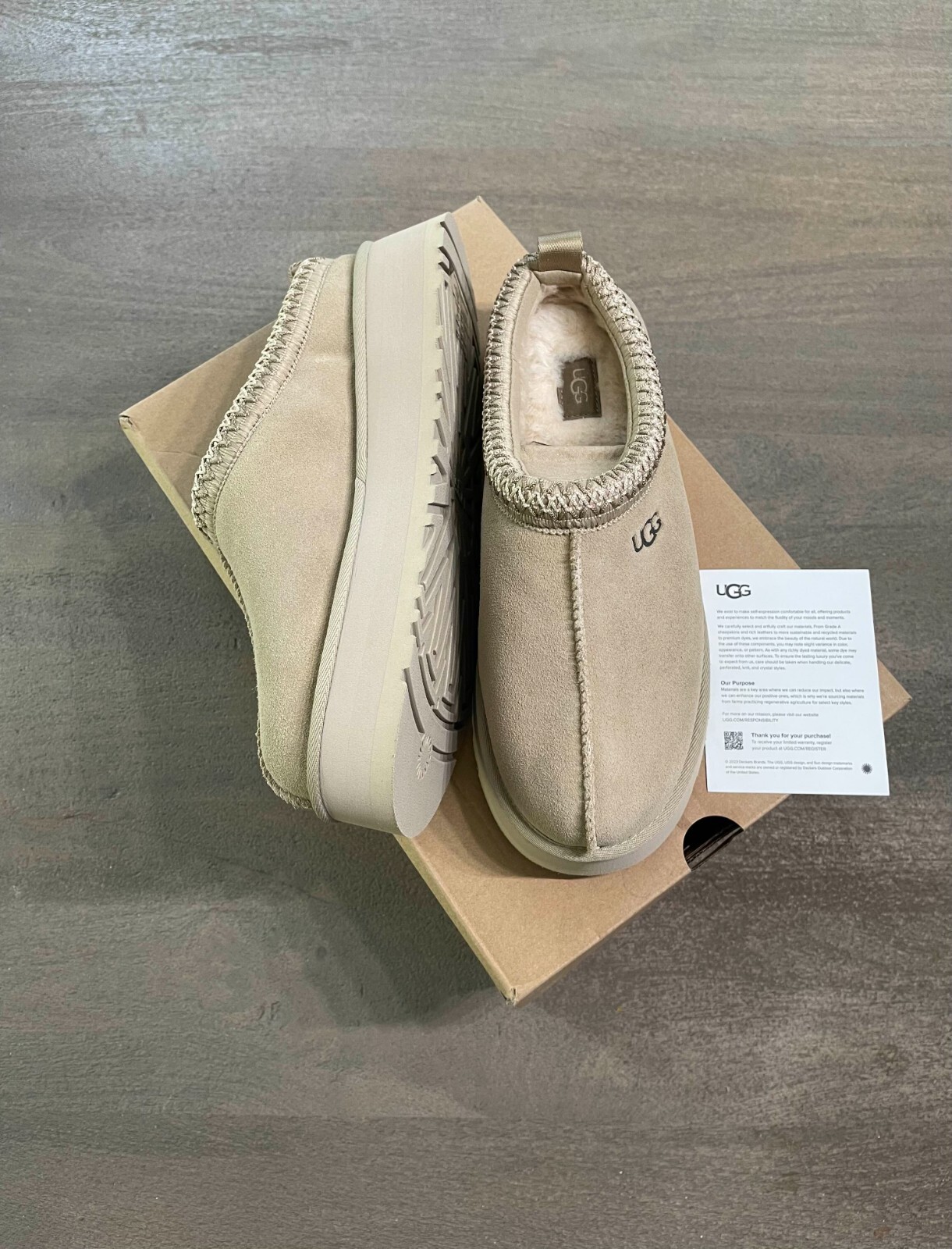 PANTOFOLA D’ORO Taglia 9W Semi di senape Ugg Tazz *A mano*