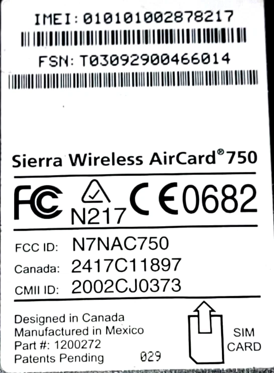 T-MOBILE, SIERRA WIRELESS, AIRCARD 750, 1200272, W/ANTENNA, GOOD CONDITION, USED - Image 4 of 4
