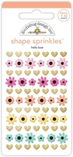 Crafts Doodlebug Sprinkles Hello Love Gold Heart Different Size Colorful Flowers