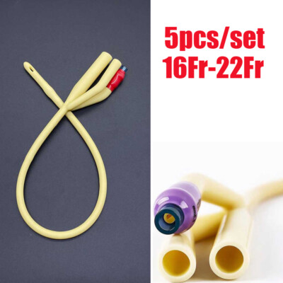 5pcs/set 3 Way 16-22FR Latex Urinay Catheter Urology w/ Valve Urethral Catheter