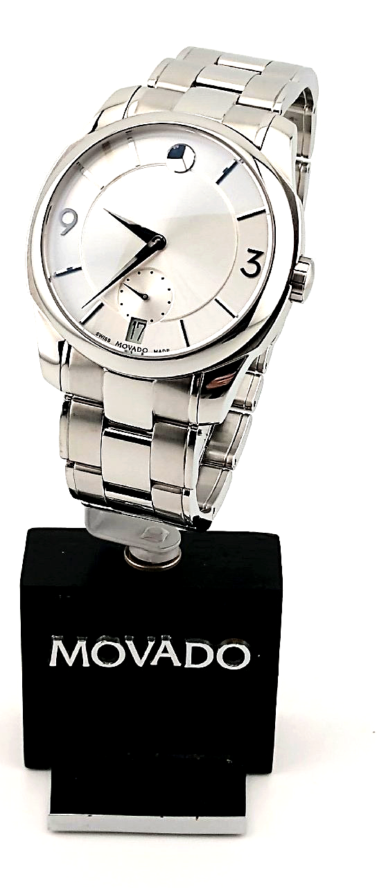 MOVADO LX Mens Stainless Steel Silver Dial Watch 38.1.14.1206 Excellent