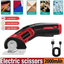 Electric Scissors Cordless Rotary Cutter PVC Leather Carpet Cardboard Handheld