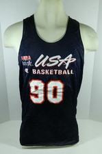 1990s Team USA Basketball #90 Game Issued Blue Reversible Practice Jersey XL 332