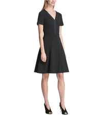 DKNY Womens Cocktail A-line Dress, Black, 0