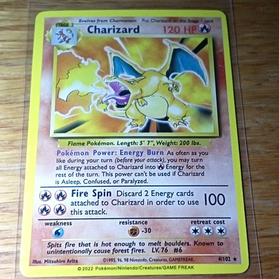 The Pokémon Company Charizard Base Set Holo Rare Eng Stage 2 120HP 4/102