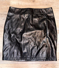 SHEIN Black Faux Leather Solid Mini Skirt Zip Zipper Accent Size S