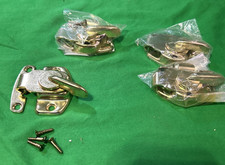 Four 4 Brass Plated Metal Double Hung Window Sash Latch Locks Hardware Part