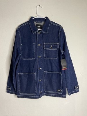 Vans off the wall Men's Drill Chore Coat Denim Blue Unlined Jacket Size M