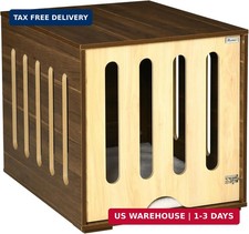 Furniture Style Dog Crate End Table with Removable Door Panel Brown