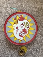 Vintage Litho Clown Party Tambourine Noisemaker Creepy SU 