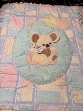 Vintage Lambs And Ivy Koala Bear Swing Balloons Crib Quilt Ruffle Plaid Rattle