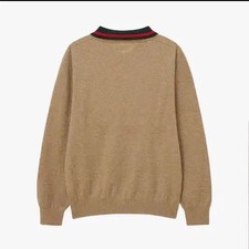 Antomas Beige Collar Knit Sweater with Logo, Size 105