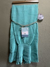 Mermaid Tail Blanket Soft Hand Knit Crochet Snuggle Throw Turquoise 72 Inch