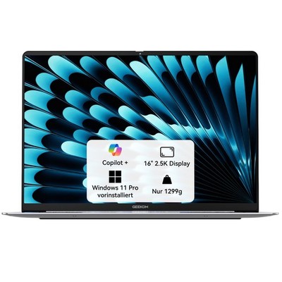 GEEKOM GeekBook X16 Pro Laptop, 1299g, 16'' 2.5K, Intel U5-125H 32LPDDR5+1TB SSD