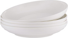 Ciara Bone China Lightweight Chip Resistant Set of 4 Pasta Bowls Set, 8 Inch, Wh