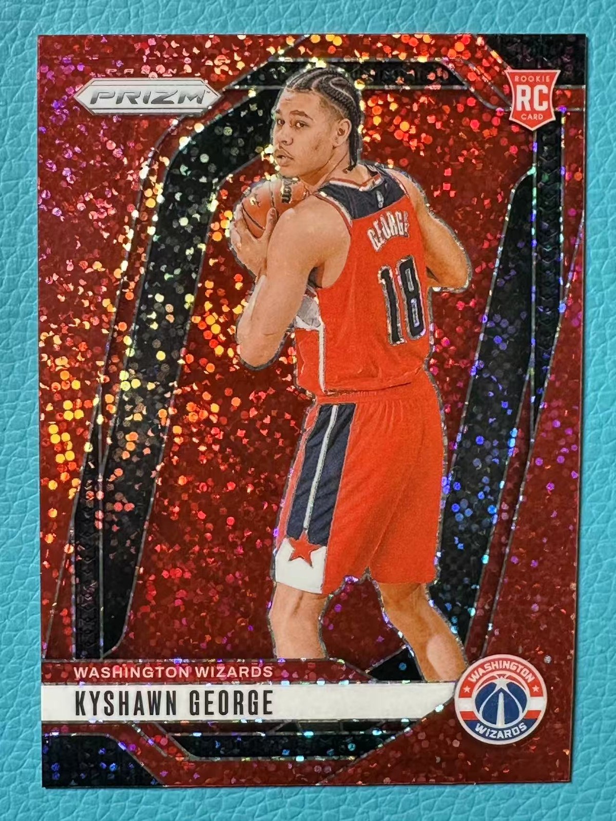 Kyshawn George 2024-25 Panini Prizm Basketball Red Sparkle RC #257