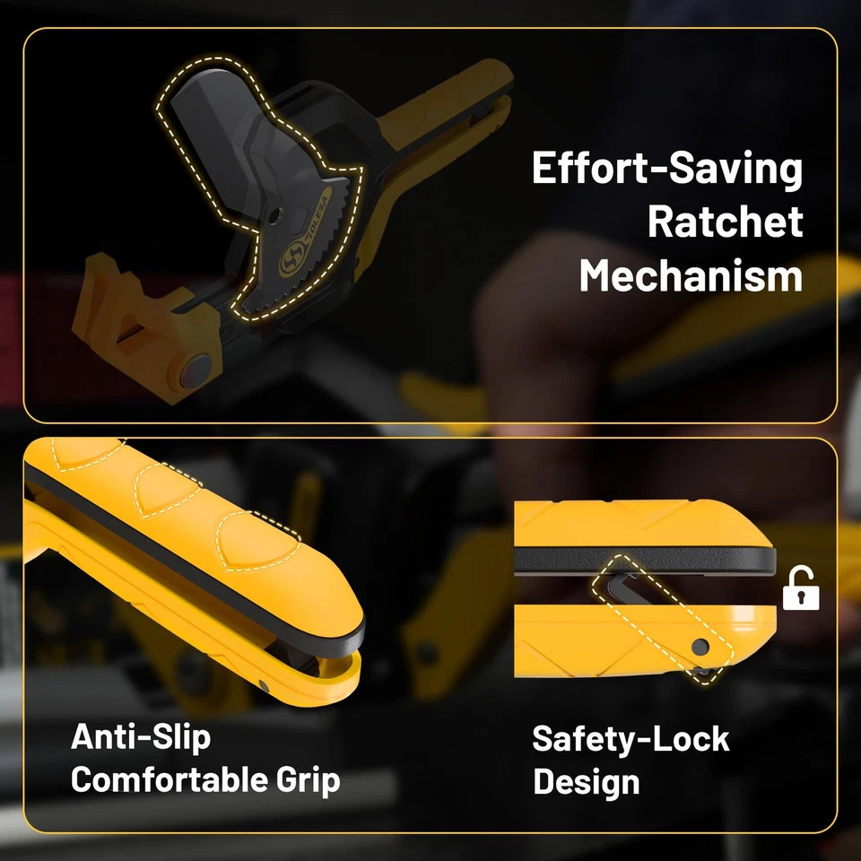 PVC Pipe Cutter Up to 2-1/2”, 3-Gear Adjustable Ratchet Pipe Cutter Tool Heav... - Image 3 of 4