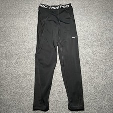 Nike Pro Pants Womens Small High-Waisted Leggings Pockets Black Stretch Gym