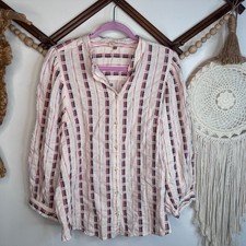 PILCRO Anthropologie Bella Femme Embroidered Top XL