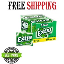 EXTRA Spearmint Sugarfree Chewing Gum, 15 Pieces Pack of 10 