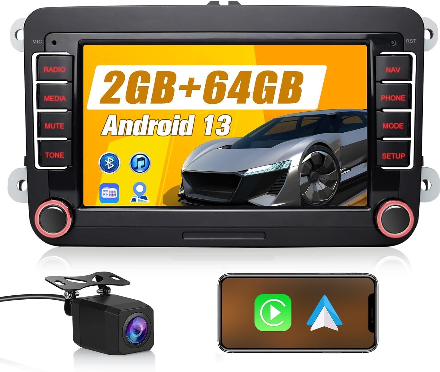 Autoradio con Telecamera posteriore per VW Golf 5 6 Plus Polo Passat Tiguan Seat