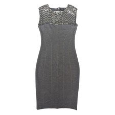 Ted Baker London Lamu Studded Panel Wool Blend Gray Bodycon Midi Dress Formal 4