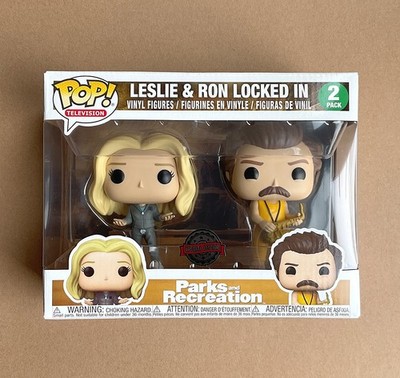 Funko Pop Parks & Recreation Leslie & Ron Locked In 2-Pack + Free Protector