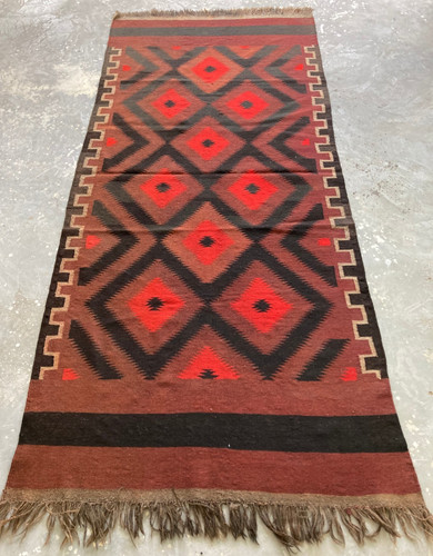 Vintage Traditional Turkish Handcrafted Kilim Rug for Home Décor 282x128 cm
