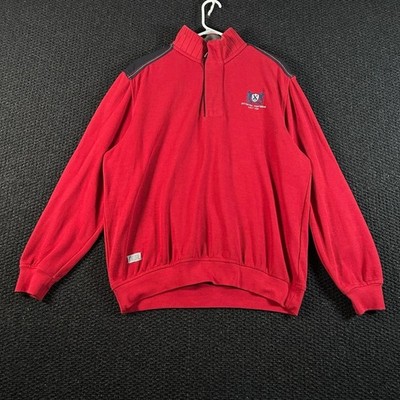 BRAX FEEL GOOD Red Quarter Zip Pullover Sweatshirt Mens Size L Distinctive