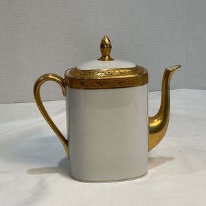 Limoges France Raynaud & Co. French Renaissance Teapot Gold Border
