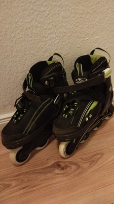 HUDORA INLINER INLINE SKATES KINDER GRÖSSENVERSTELLBAR GR. 33-36 SCHWARZ GRÜN