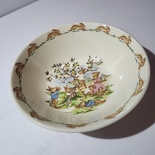 Royal Doulton Bunnykins Nursery Bowl English Fine Bone China Apple Picking Scene