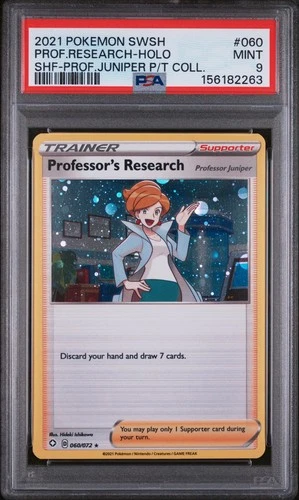 2021 POKEMON SWORD & SHIELD SHINING FATES #060 PROFESSOR'S RESEARCH-HOLO PSA 9