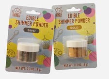 Gold  Silver Edible Shimmer Dust Powder Set Cake Decorating DIY Baking Lot .2oz