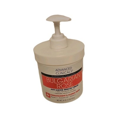 Advanced Clinicals Bulgarian Rose Anti-Aging Rescue Cream Vitamin E 16 oz Face