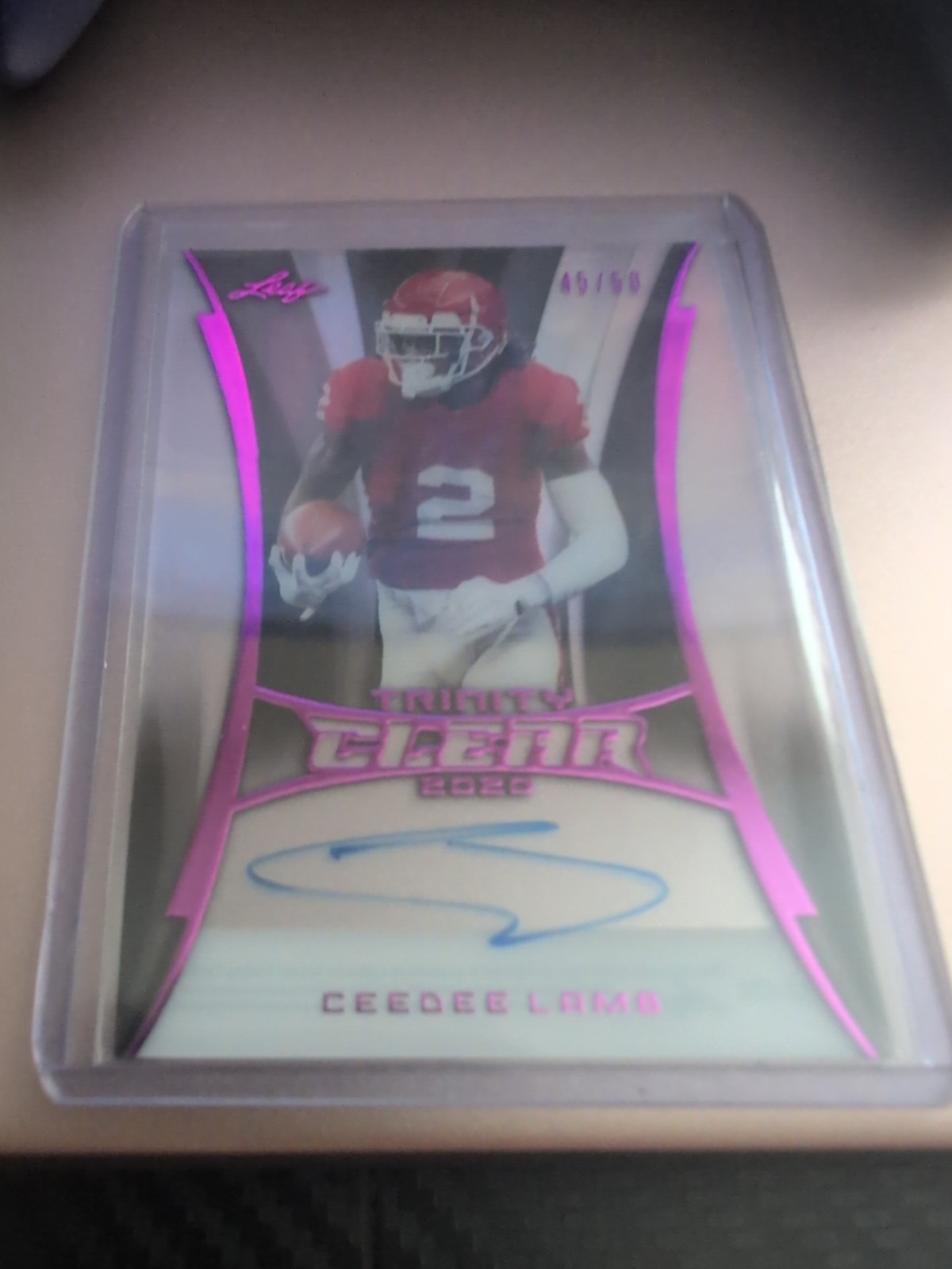 CeeDee Lamb Leaf Trinity Clear Autographs #CACDL Pink
