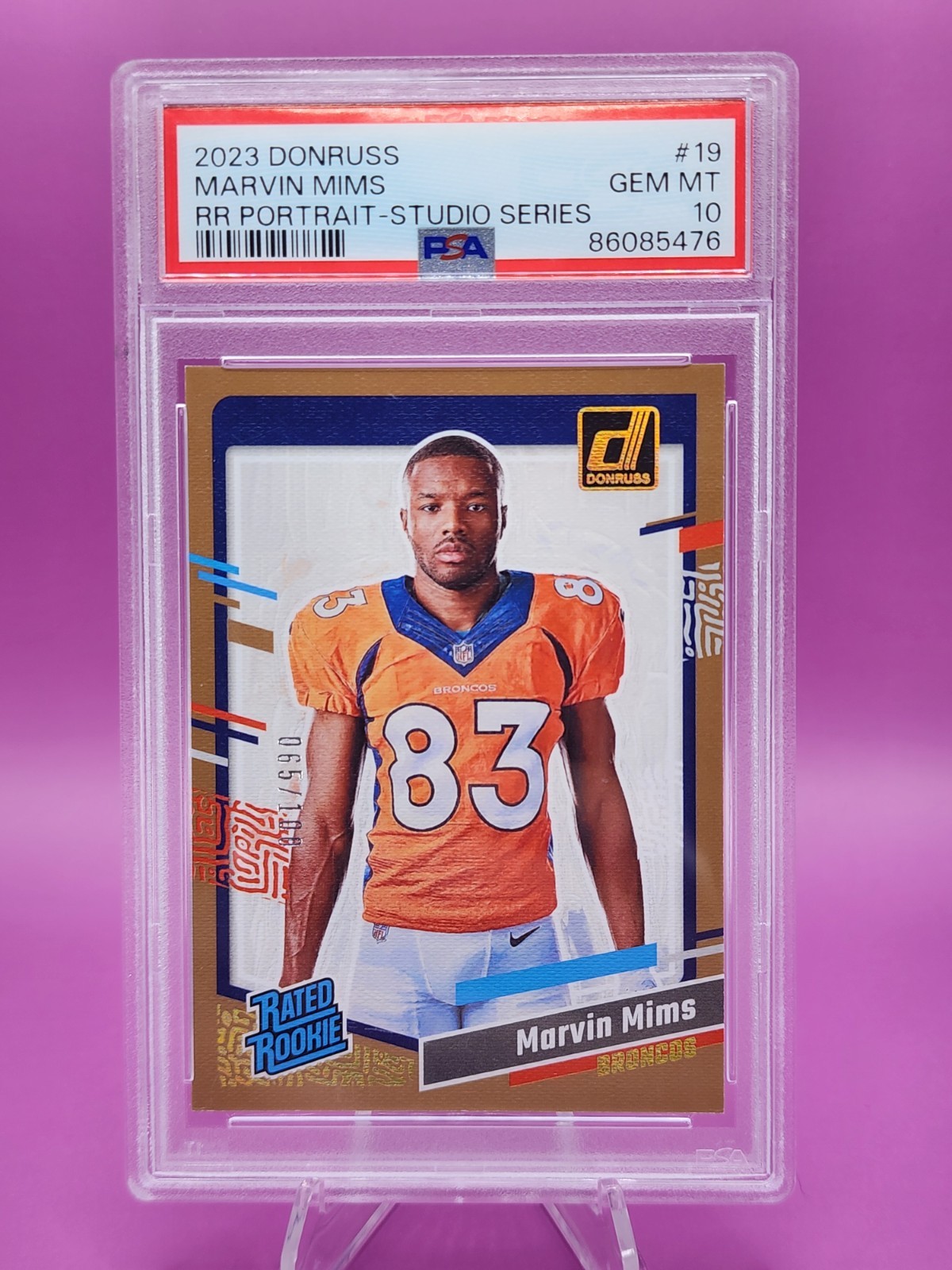 Marvin Mims Panini Donruss Rated Rookies Portrait #19 Studio Series
