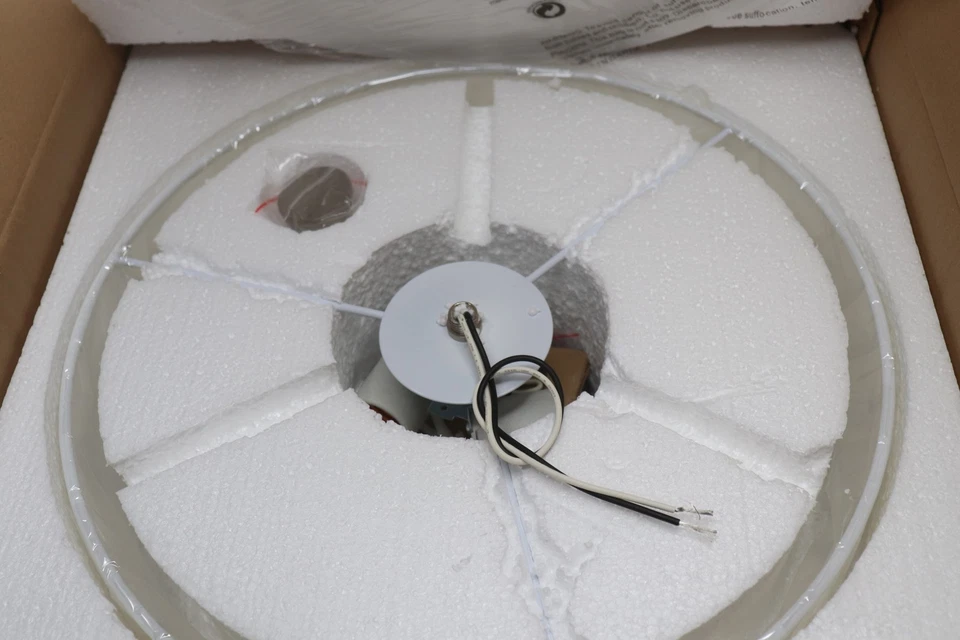 Livex Flush Mount with Off-White Fabric Hardback Shade Brushed Nickel - Image 3 of 4