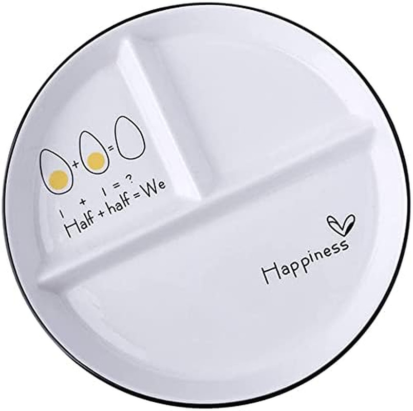 LATRAT Plato De Cerámica Dividido En 3 Partes - Vajilla Para Comidas, Ensalada,