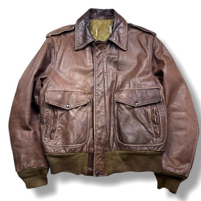 Schott 80s Leather Jacket A-2 Vintage 42 XL Brown
