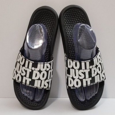 VNDS Mens Size 12 Nike Benassi JDI Just Do It Black Slides Just Do It 631261-024