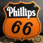 VINTAGE PHILLIPS 66 GASOLINE PORCELAIN SIGN GAS STATION PUMP PLATE MOTOR OIL