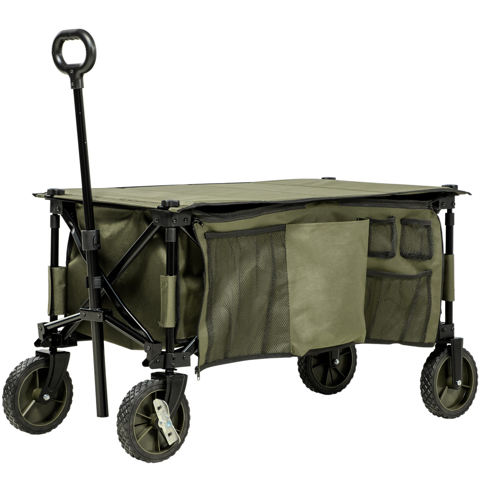 Outsunny Carrello Porta Attrezzi 125L | Carrello da Giardino Pieghevole