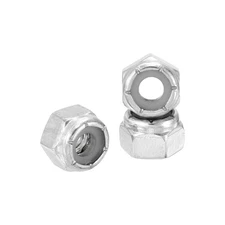 50Pcs Nylon Lock Hex Nuts - [1/4" x 20], 304 Stainless Nuts, Silver